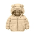 thumbnail image 1 of CLOISE Puffer Jacket Kids Boys with Bear Ear Hood Short Down Filled Zipper Pockets Winter Outwear Khaki 80-120, 1 of 5