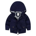 thumbnail image 1 of CLOISE Puffer Jacket Kids Girl with Hood Short Cotton Pockets Snowsuit Navy 3-10T, 1 of 8