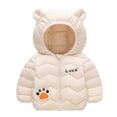 thumbnail image 1 of CLOISE Puffer Jacket for Boys with Bear Ear Hood Short Down Filled Zipper Pockets Winter Outwear Beige 90-130, 1 of 5