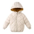 thumbnail image 1 of CLOISE Puffer Jacket for Toddler Boys with Hood Short Cotton Pockets Snowsuit Beige 2-10T, 1 of 6