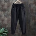 thumbnail image 1 of CLOISE Pull on Palazzo Pants for Women Casual Petite Cotton Linen Wide Leg Pants Drawstring Mid Rise Wide Leg Pants Elastic Waist Comfy Palazzo Pants Pull On Lightweight Straight Leg Pants Black, 1 of 3