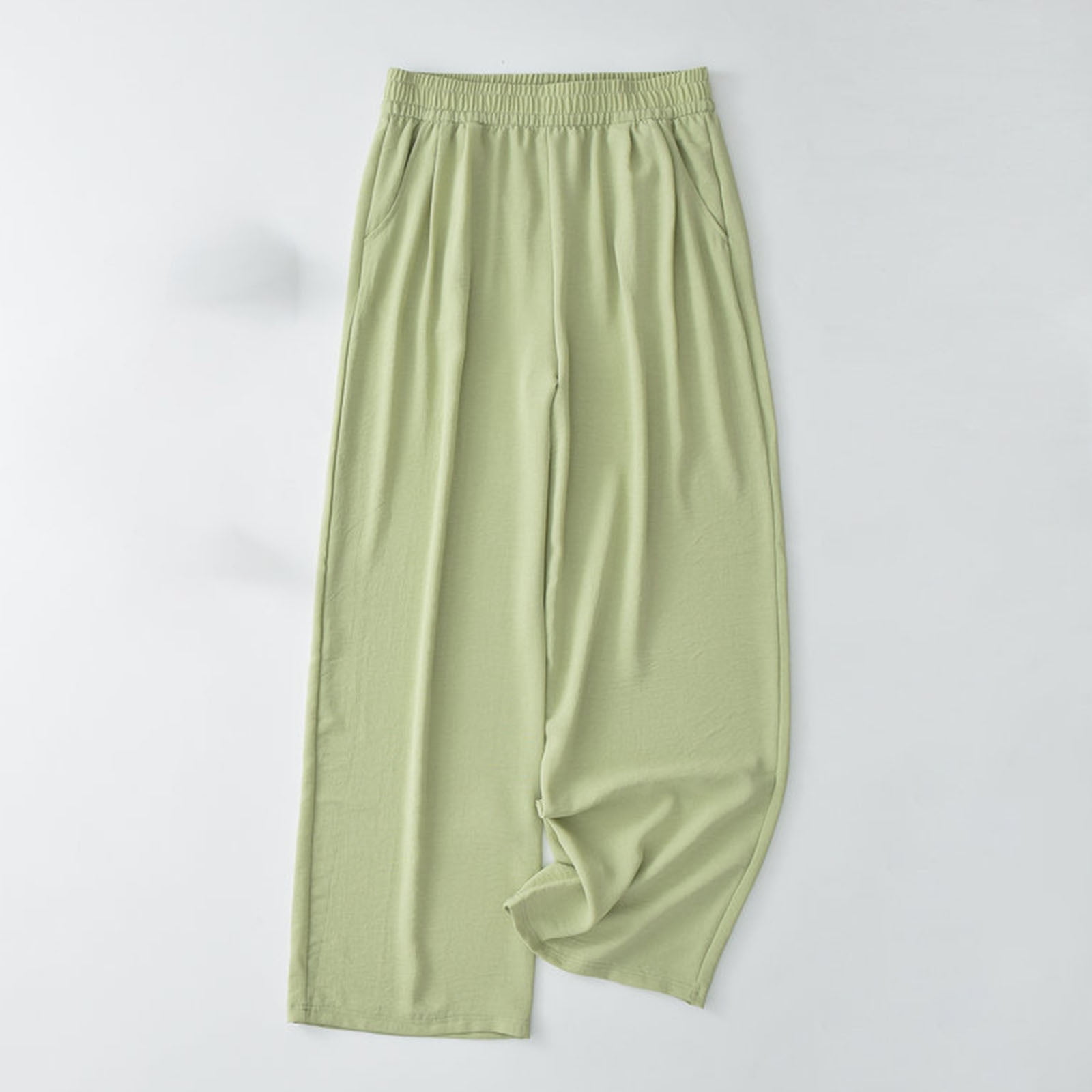 Women's Checkered Wide Leg Pants - Elastic Waist, Loose Fit Casual Pants With Pockets, Sizes XS-XXL