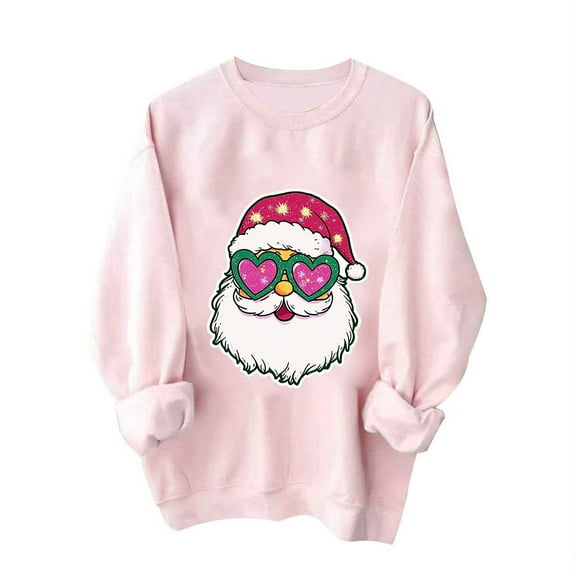 CLOISE Pullover Sweatshirts for Women Christmas Lightweight Crew Neck Tops Graphic Long Sleeve Pullover Fleece Clothes
