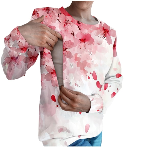 CLOISE Pullover Sweatshirts for Women No Hoodie Lightweight Crew Neck Tops Zip up Graphic Long Sleeve Pullover Clothes