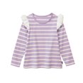 thumbnail image 1 of CLOISE Purple Kids Shirts Girls Long Sleeve Boys Youth Crew Neck Tops Striped Ruffle Trim Cotton Casual Fashion Fall Winter Clothes 1-12T, 1 of 3