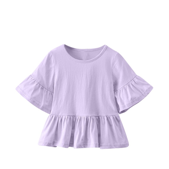 CLOISE Purple Long Sleeve Kids Shirts Boys Girls Toddler Crew Neck Tops Solid Cotton Casual Fashion Fall Winter Clothes 12M-8T