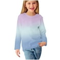 thumbnail image 1 of CLOISE Purple Shirts for Boys Long Sleeve Girls Toddler Crew Neck Tops Gradient Outfits Fall Winter Clothes 3T, 1 of 7