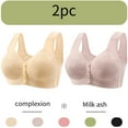 thumbnail image 1 of CLOISE Push up Bras for Women Plus Size 2 Pack Front Closure Full Coverage No Underwire Bras for Seniors Wireless Front Close Push up Bras with Back Support Lace Everyday Bras Beige XL, 1 of 4