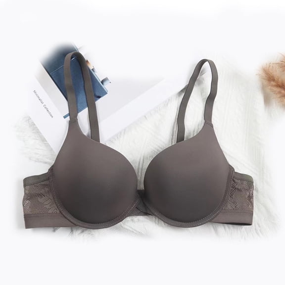 CLOISE Push up Bras for Women Underwire Push up Stretch Cami Bras with Adjustable Straps Large Bust Seamless Bras with Support and Lift Comfort Lace Sleeping Everyday Bras Army Green 34/75