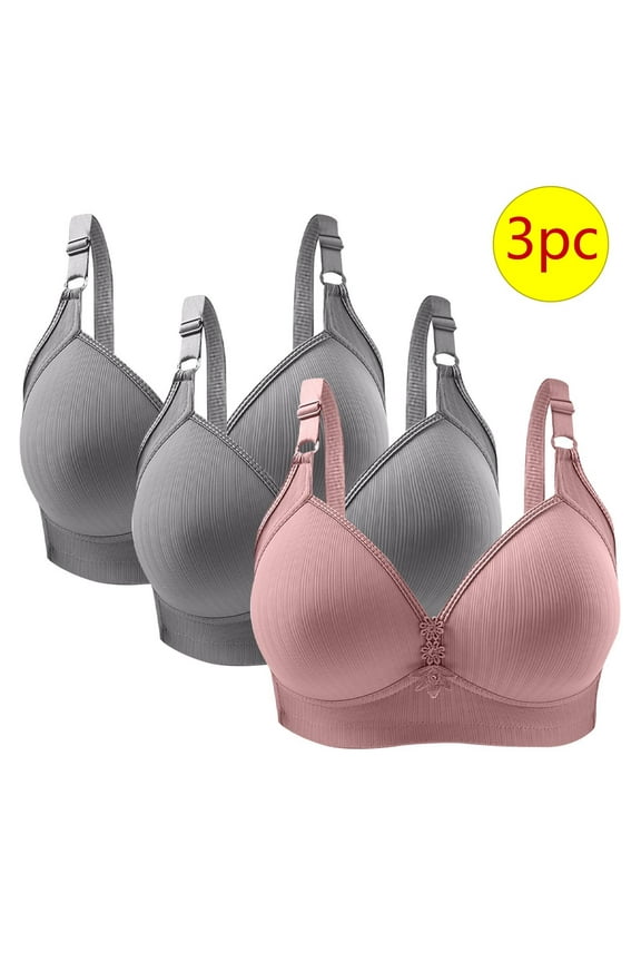 Push up Bras for Women Wireless 3 Pack Wireless Push up Bras with Support and Lift Full Coverage Large Bust Seamless Padded Bras Straps Adjustable Sleep Bras Everyday Bras Pink 38/85