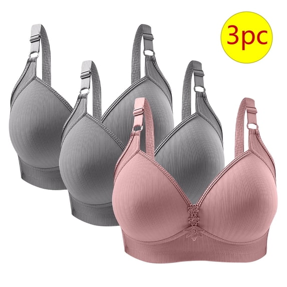 CLOISE Push up Bras for Women Wireless 3 Pack Wireless Push up Bras with Support and Lift Full Coverage Large Bust Seamless Padded Bras Straps Adjustable Sleep Bras Everyday Bras Pink 38/85
