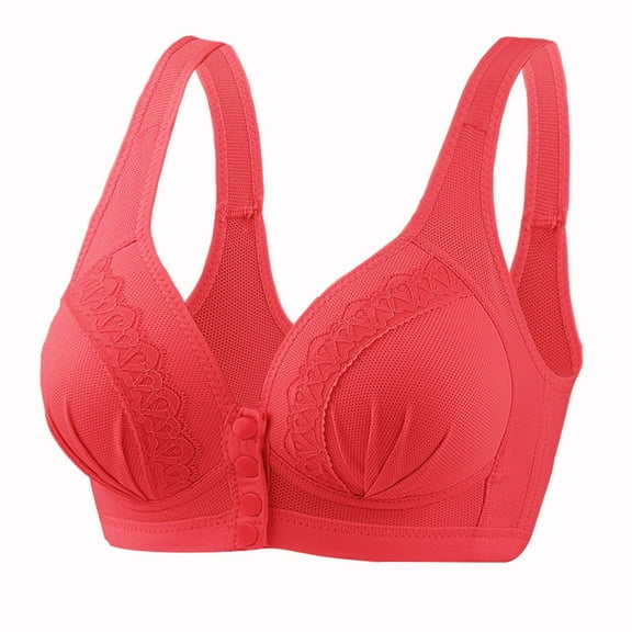 CLOISE Push up Bras for Women Wireless 4 Pack Front Closure No Underwire Push up Bras Wireless Front Close Medium Support Sports Bras Comfort Soft Lace Sleeping Everyday Bras Red M