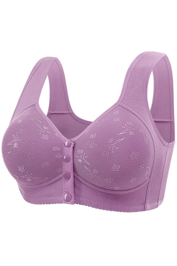 Push up Bras for Women Plus Size Front Closure No Underwire Full Coverage Daily Bras with Sagging Breasts 36-50