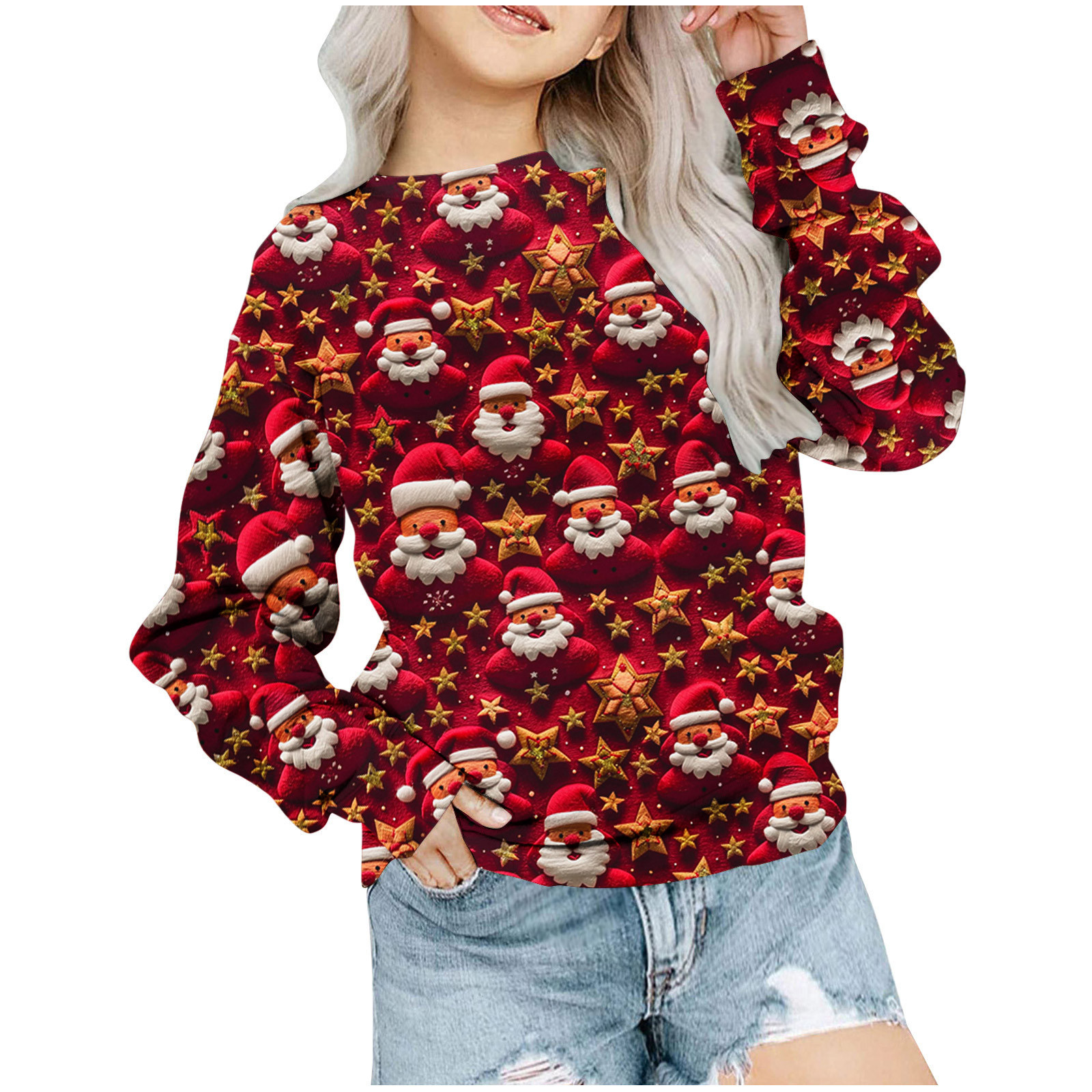 CLOISE Red Christmas Kids Sweatshirt Toddler Boys Long Sleeve Crew Neck ...