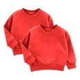 thumbnail image 1 of CLOISE Red Sweatshirt Kids Boys Girls Long Sleeve Crew Neck 2 Packs Tops Solid Cotton Casual Fashion Fall Winter Clothes 3-9T, 1 of 2