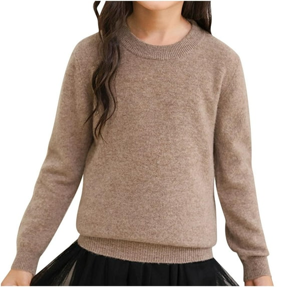 CLOISE Shirt Girls Long Sleeve Boys Teen Crew Neck Tops Solid Faux Wool Fleece Casual Fashion Fall Winter Clothes Khaki 4-18T