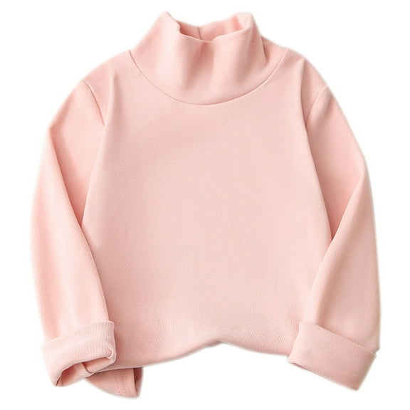 CLOISE Shirt Girls Long Sleeve Boys Toddler Mock Neck Tops Solid Knitted Cotton Outfits Fall Winter Clothes Pink 90
