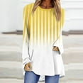 thumbnail image 1 of CLOISE Shirts for Women Fall Cute Striped Blouses Crew Neck Long Sleeve Raglan Tees Tunic Color Block Tops Elegant Clothes Yellow S, 1 of 5