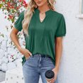 thumbnail image 1 of CLOISE Short Sleeve Shirts for Women Medium Summer Loose Casual Tee Fashion Elegant Breathable V Neck Tops Solid Comfortable Tunic Blouses Army Green L, 1 of 3