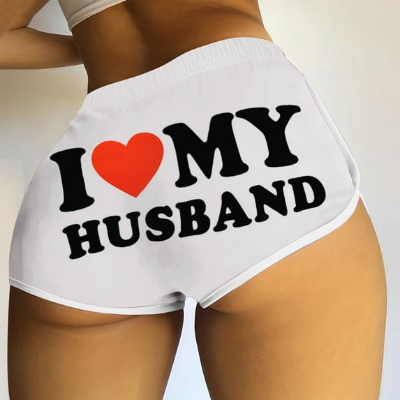 CLOISE Shorts for Women Summer Snug Fitted Athletic Shorts Fashion Letter Print Elastic High Waisteded Shorts White 2XL