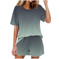thumbnail image 1 of CLOISE Sleep Sets for Women 2-Piece Comfort Short Sleeve Sleepwear Tees and Comfortable Shorts Loungewear Sets Soft Gradient Print Fall Nightwear, 1 of 6