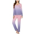 thumbnail image 1 of CLOISE Sleepwear for Women Pajama Set Two Piece Comfortable Long Sleeve Sleepwear Shirts and Soft Lounge Pants Sleep Sets Casual Gradient Print Trendy Pajamas, 1 of 5