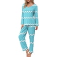 thumbnail image 1 of CLOISE Sleepwear for Women Pajama Set Two Piece Comfortable Long Sleeve Sleepwear Shirts and Soft Lounge Pants Sleep Sets Casual Striped Printed Cute Nightwear, 1 of 6