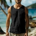 thumbnail image 1 of CLOISE Sleeveless Tops for Men Big and Tall Sleeveless Shirts with Pockets Crewneck Workout Pullover Tank Tops Solid Color Summer Blouses Black, 1 of 5