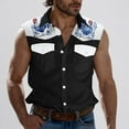 thumbnail image 1 of CLOISE Sleeveless Tops for Men Sleeveless Big and Tall Shirts with Pockets Collared Casual Pullover Tank Tops Color Block Summer Blouses Black, 1 of 5