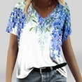 thumbnail image 1 of CLOISE Summer Blouses for Women Under $10.00 Short Sleeve Tee Loose Casual Shirts Fashion Elegant Breathable V Neck Tops Print Comfortable Tunic T Shirts Light Blue XL, 1 of 4