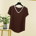 thumbnail image 1 of CLOISE Summer Blouses for Women Under $10.00 Short Sleeve Tee Loose Casual Shirts Fashion Elegant Breathable V Neck Tops Solid Comfortabl T Shirts Coffee XL, 1 of 5