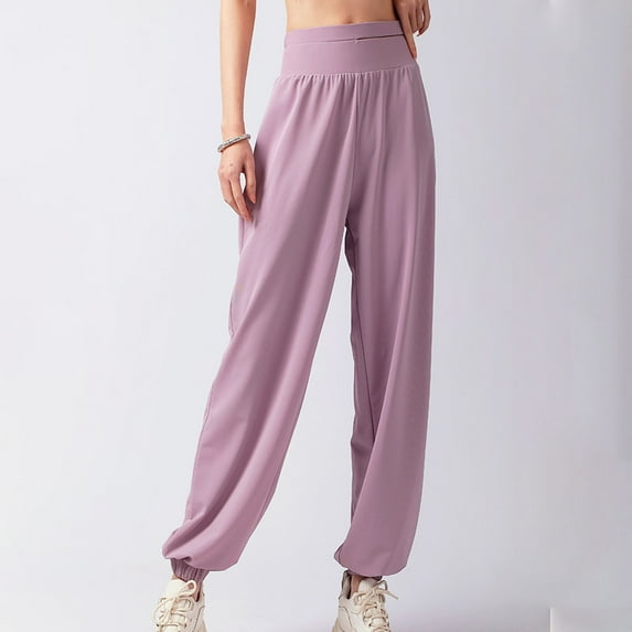 CLOISE Summer Pants for Women Petite High Waisted Pants Sweatpants Soft Pull On Stretch Yoga Pants Elastic Waist Lightweight Sweatpants Fashion Comfy Solid Trousers Pink