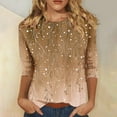 thumbnail image 1 of CLOISE Summer Tops for Women 3/4 Sleeves Plus Size Shirts Crewneck Casual Pullover Gradient Loose Blouses Coffee L, 1 of 5