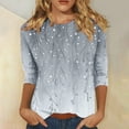 thumbnail image 1 of CLOISE Summer Tops for Women 3/4 Sleeves Plus Size Shirts Crewneck Casual Pullover Gradient Loose Blouses Gray 2XL, 1 of 5