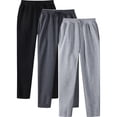thumbnail image 1 of CLOISE Sweatpants Men 3 Pack Big and Tall Athletic Baggy Straight Leg Pants Drawstring Elastic Waist Lounge Trousers with Pockets XL, 1 of 13