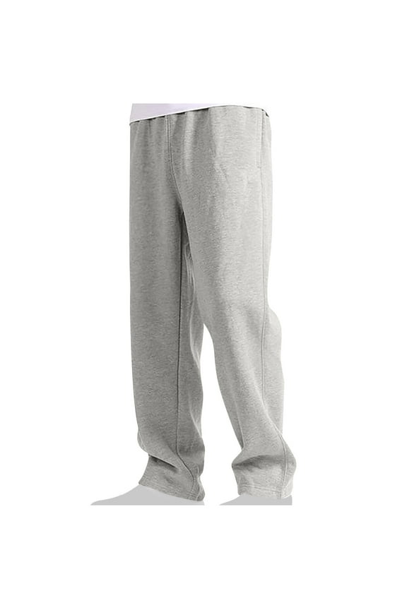 Sweatpants Men Big and Tall Open Bottom Gray Athletic Wide Leg Pants Baggy Straight Leg Sweatpants Elastic Waist Y2K Trousers Loose Solid Sweatpants with Pockets Fall Sweatpants 3XL