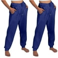 thumbnail image 1 of CLOISE Sweatpants for Women 2 Pack Baggy Fleece Jogger Pants Soft Pull on High Waisted Elastic Bottom Pants Blue Gym Elastic Waist Drawstring Solid Sweatpants with Pockets Fashion Everyday Pants, 1 of 7