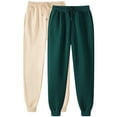 thumbnail image 1 of CLOISE Sweatpants for Women 2 Pack Baggy Jogger Pants Comfy Petite Low Rise Elastic Bottom Trousers Army Green Sports Elastic Waist Drawstring Solid Sweatpants with Pockets Winter Sweatpants, 1 of 2