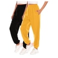 thumbnail image 1 of CLOISE Sweatpants Women 2 Pack Baggy Joggers Comfy Petite Tall Elastic Bottom Pants Yellow Y2k Elastic Waist Solid Sweatpants with Pockets Trendy Basic Long Trousers 2XL, 1 of 2