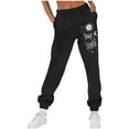 thumbnail image 1 of CLOISE Sweatpants for Women Baggy Fleece Jogger Pants Loose Pull on Low Rise Elastic Bottom Pants Black Gym Elastic Waist Drawstring Print Sweatpants with Pockets Fashion Classic Long Trousers, 1 of 4