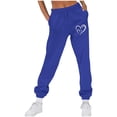 thumbnail image 1 of CLOISE Sweatpants for Women Baggy Fleece Jogger Pants Loose Pull on Low Rise Elastic Bottom Trousers Blue Athletic Elastic Waist Drawstring Heart Sweatpants with Pockets Trendy Fall Sweatpants, 1 of 4