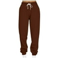 thumbnail image 1 of CLOISE Sweatpants for Women Baggy Fleece Lined Jogger Pants Comfy Petite High Waisted Elastic Bottom Pants Brown Running Elastic Waist Drawstring Solid Sweatpants Trendy 2024 Classic Long Trousers, 1 of 7