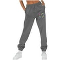 thumbnail image 1 of CLOISE Sweatpants Women Baggy Fleece Lined Joggers Casual Petite Low Rise Elastic Bottom Trousers Dark Gray Sports Elastic Waist Drawstring Heart Sweatpants with Pockets Fashion Fall Trousers, 1 of 5