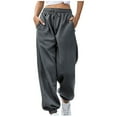 thumbnail image 1 of CLOISE Sweatpants for Women Baggy Jogger Pants Comfy Pull on Tall Elastic Bottom Trousers Dark Gray Athletic Elastic Waist Drawstring Solid Sweatpants with Pockets Trendy Winter Long Trousers L, 1 of 6
