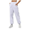 thumbnail image 1 of CLOISE Sweatpants Women Baggy Joggers Lounge Pull on High Waisted Elastic Bottom Trousers White Oversized Elastic Waist Solid Sweatpants with Pockets Trendy Winter Long Pants XL, 1 of 5