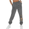 thumbnail image 1 of CLOISE Sweatpants for Women Joggers Baggy Fleece Lined Jogger Pants Soft Petite Low Rise Elastic Bottom Pants Dark Gray Y2k Elastic Waist Drawstring Graphic Sweatpants with Pockets Basic Trousers, 1 of 4