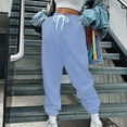 thumbnail image 1 of CLOISE Sweatpants for Women Joggers Baggy Jogger Pants Casual Petite High Waisted Elastic Bottom Trousers Light Blue Workout Elastic Waist Drawstring Solid Sweatpants with Pockets Basic Trousers, 1 of 5