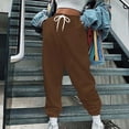 thumbnail image 1 of CLOISE Sweatpants for Women Joggers Baggy Jogger Pants Lounge Pull on Tall Elastic Bottom Pants Brown Gym Elastic Waist Drawstring Solid Sweatpants with Pockets Fashion Basic Long Trousers L, 1 of 5