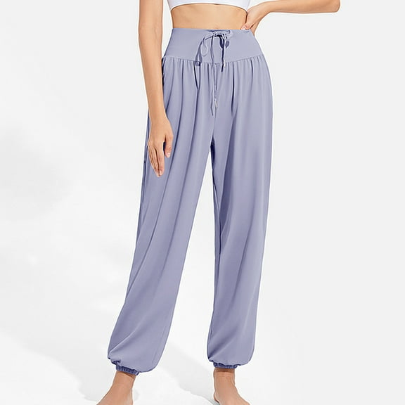 CLOISE Sweatpants Women Joggers Baggy Yoga Jogger Pants Comfy Pull on High Waisted Elastic Bottom Trousers Blue Oversized Elastic Waist Drawstring Solid Sweatpants with Pockets Winter Sweatpants