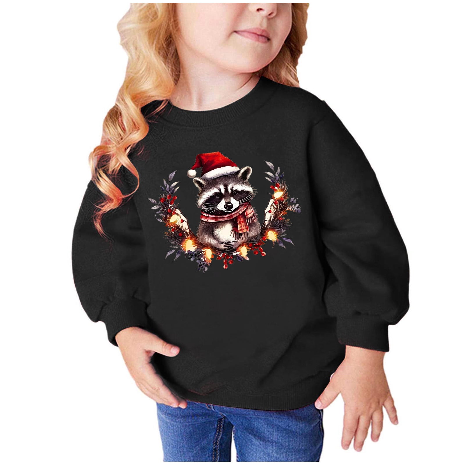 CLOISE Sweatshirt Kids Girls Boys Teen Christmas Black Long Sleeve Crew ...